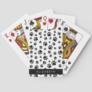 Muster, Dog Paws, Schwarz und Weiß, Ihr Name Spielkarten