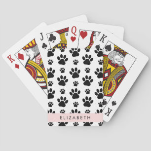 Muster, Dog Paws, Schwarz und Weiß, Ihr Name Spielkarten