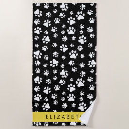Muster, Dog Paws, Schwarz und Weiß, Ihr Name Strandtuch