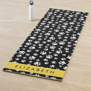 Muster, Dog Paws, Schwarz und Weiß, Ihr Name Yogamatte