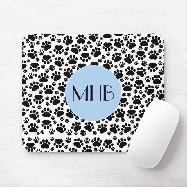 Muster, Dogenpfosten, Schwarz und Weiß, Monogramm Mousepad (Mit Mouse)