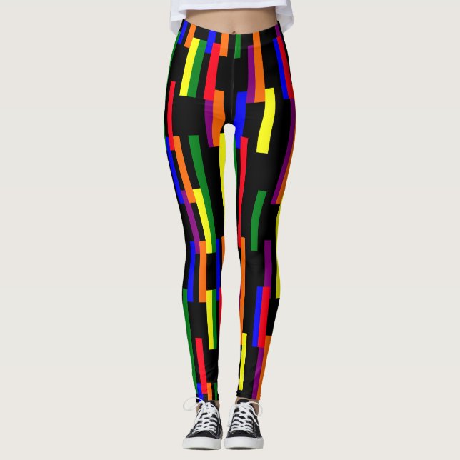 Muster-Druckfarben für grafische geometrische Bars Leggings (Vorderseite)