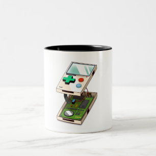 Muster einer Videospielkonsole. Zweifarbige Tasse
