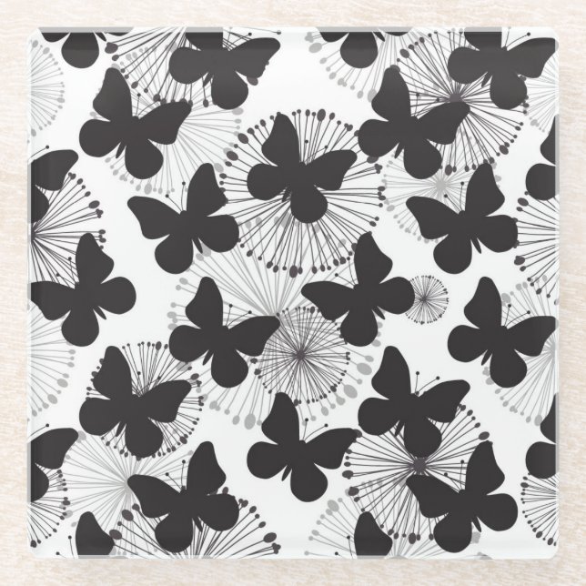 Muster eines Schmetterlinges Glasuntersetzer (Vorderseite)