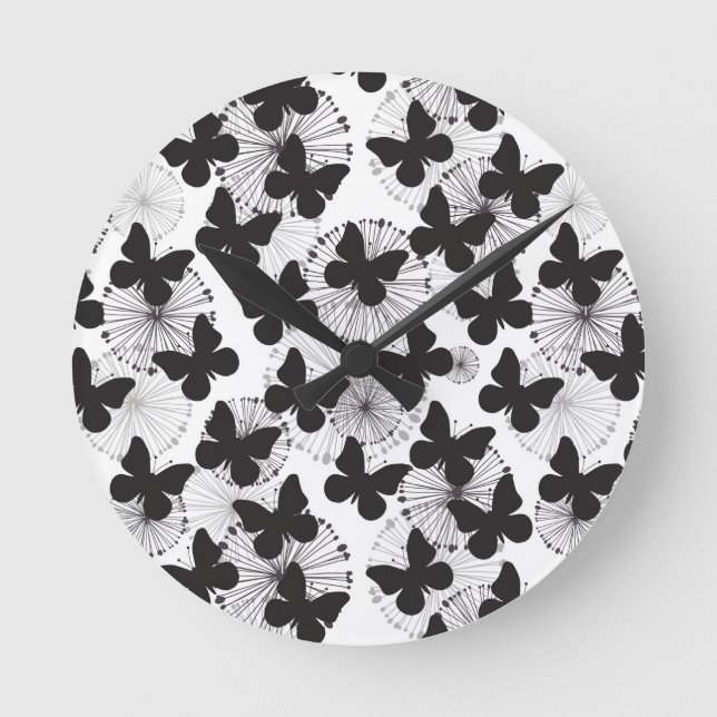 Muster eines Schmetterlinges Runde Wanduhr (Vorderseite)