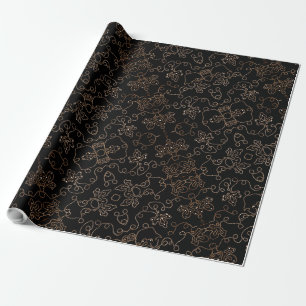 Muster Elegante goldene Verzierungen auf schwarz Geschenkpapier