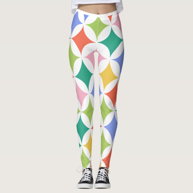 Muster-farbige Abstrakte geometrische Kreise Leggings (Vorderseite)
