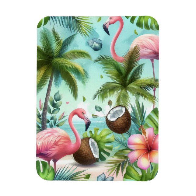 Muster Flamingos & Coconuts Magnet (Vertikal)