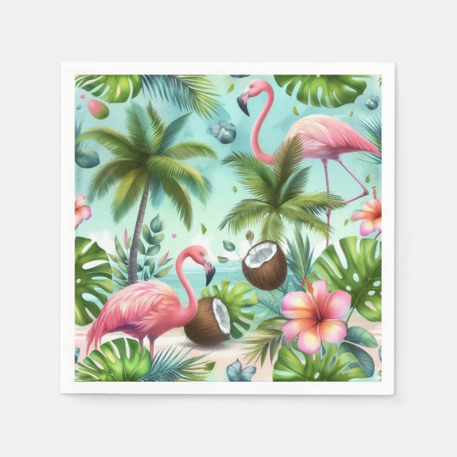 Muster Flamingos & Coconuts Serviette (Vorderseite)