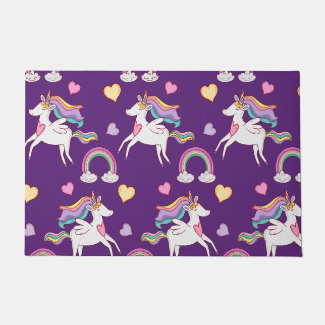 Muster Funny Unicorn Magic Horn Niedlich Fußmatte (Vorderseite)