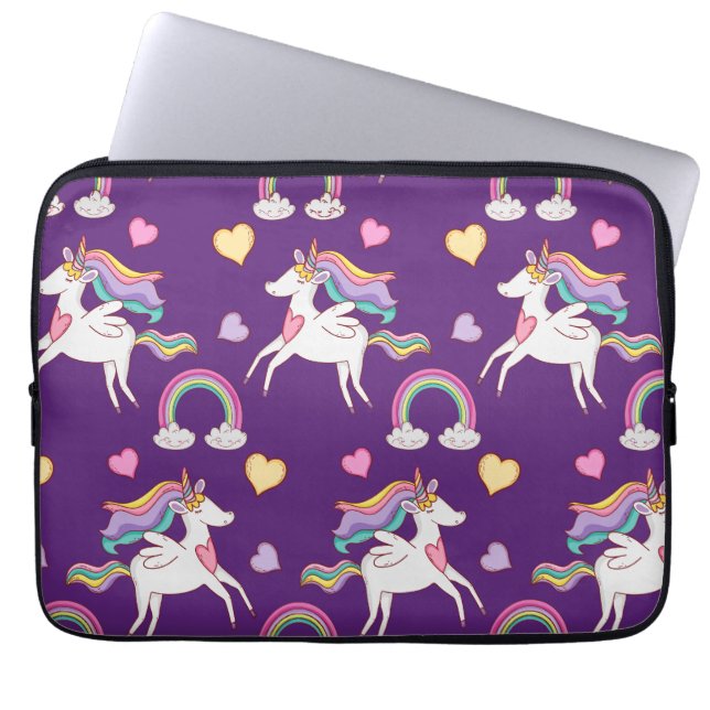 Muster Funny Unicorn Magic Horn Niedlich Laptopschutzhülle (Vorderseite)