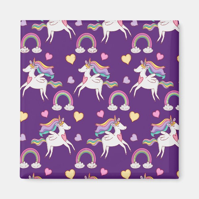 Muster Funny Unicorn Magic Horn Niedlich Magnet (Vorne)