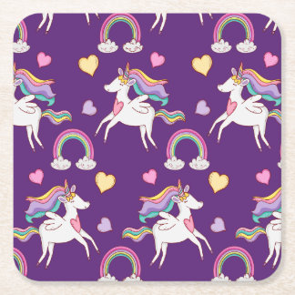 Muster Funny Unicorn Magic Horn Niedlich Rechteckiger Pappuntersetzer