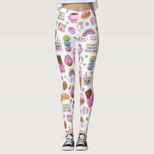 Muster Funny Unicorn Magic Rainbow Niedlich Leggings (Vorderseite)