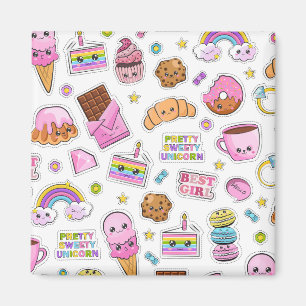 Muster Funny Unicorn Magic Rainbow Niedlich Magnet