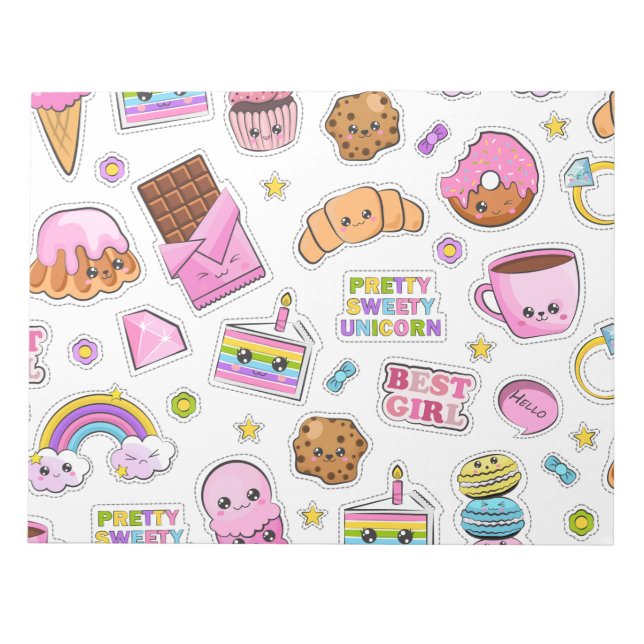 Muster Funny Unicorn Magic Rainbow Niedlich Notizblock (Vorderseite)