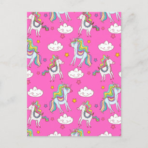 Muster Funny Unicorn Niedlich Feiertagspostkarte