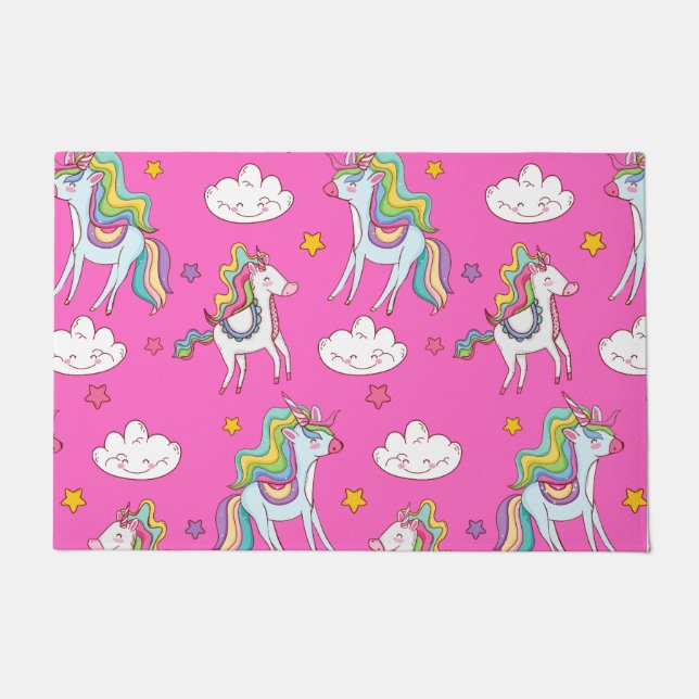 Muster Funny Unicorn Niedlich Fußmatte (Vorderseite)