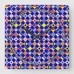 Muster für 3D-Effekt Sichtbare eckige Flag-Fliesen Quadratische Wanduhr