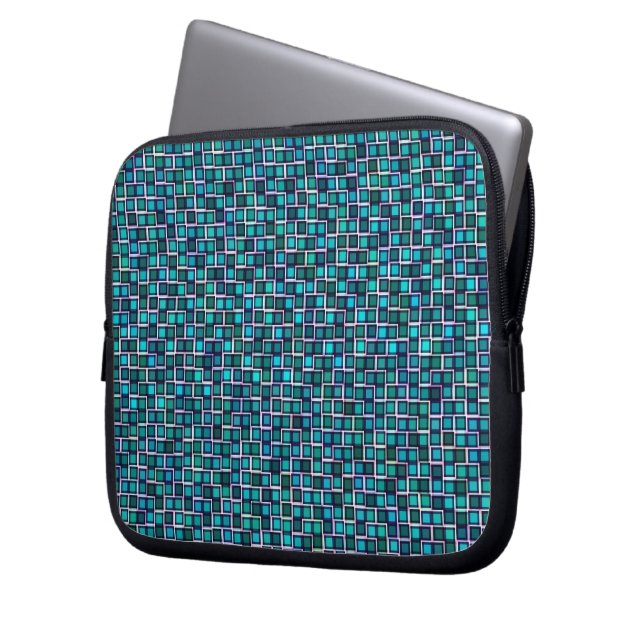 Muster für abstrakte blaue Quadrate Laptopschutzhülle (Vorderseite Links)