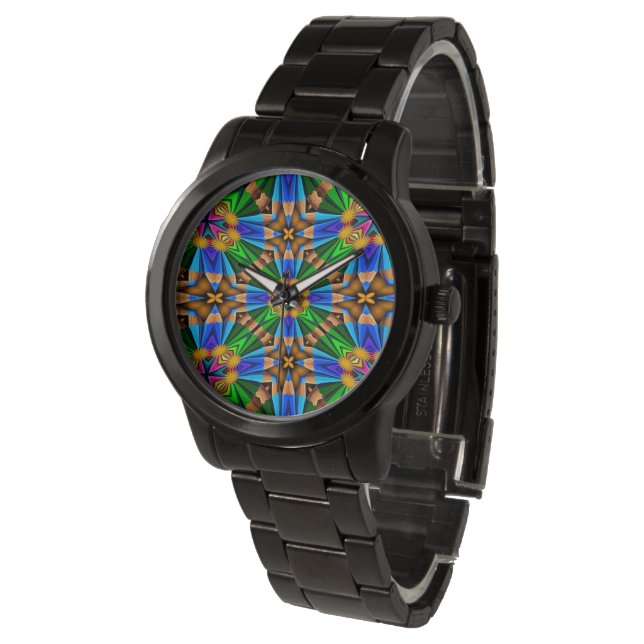 Muster für Abstrakte Blume Armbanduhr (Schrägansicht)