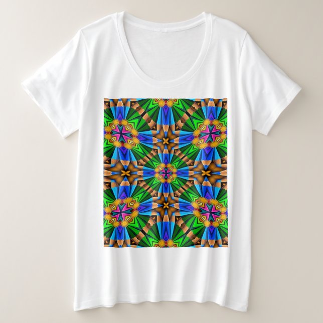 Muster für Abstrakte Blume Große Größe T-Shirt (Design vorne)