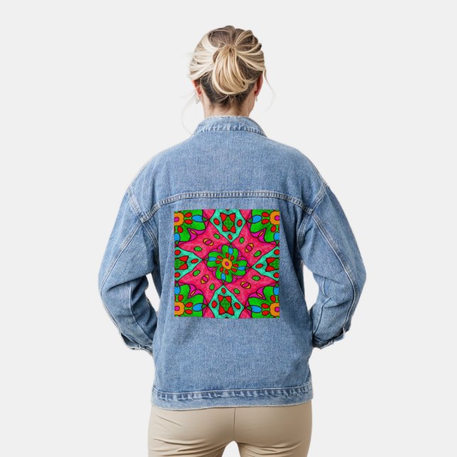 Muster für Abstrakte Blume Jeansjacke (Modell)