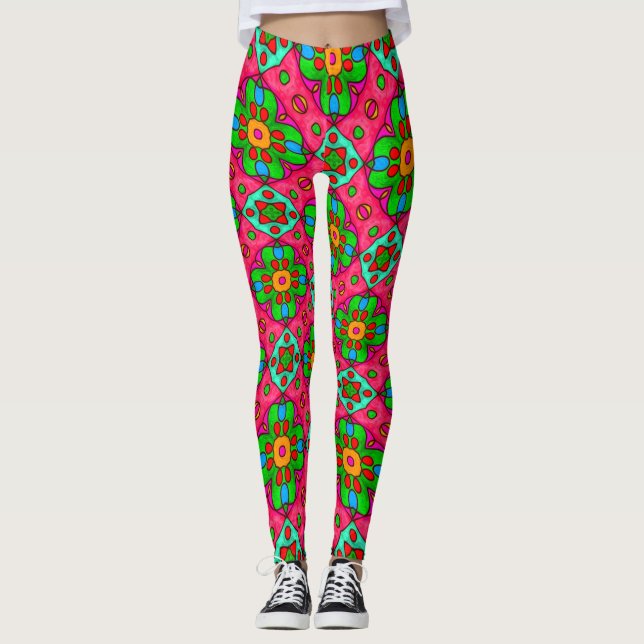 Muster für Abstrakte Blume Leggings (Vorderseite)