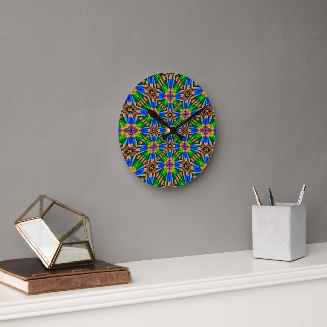 Muster für Abstrakte Blume Runde Wanduhr (Büro)