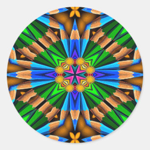 Muster für Abstrakte Blume Runder Aufkleber