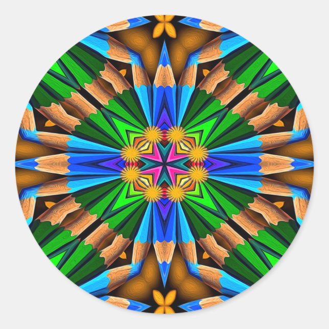 Muster für Abstrakte Blume Runder Aufkleber (Vorderseite)
