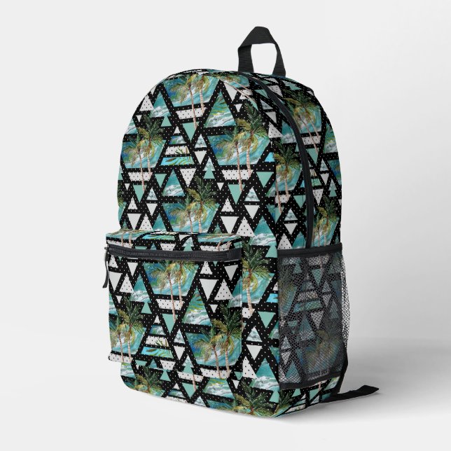 Muster für abstrakte Geometrien Bedruckter Rucksack (Rückseitige Ecke Rechts)