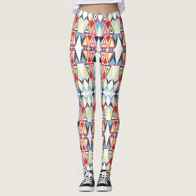 Muster für abstrakte geometrische Tribal-Linien Leggings (Vorderseite)