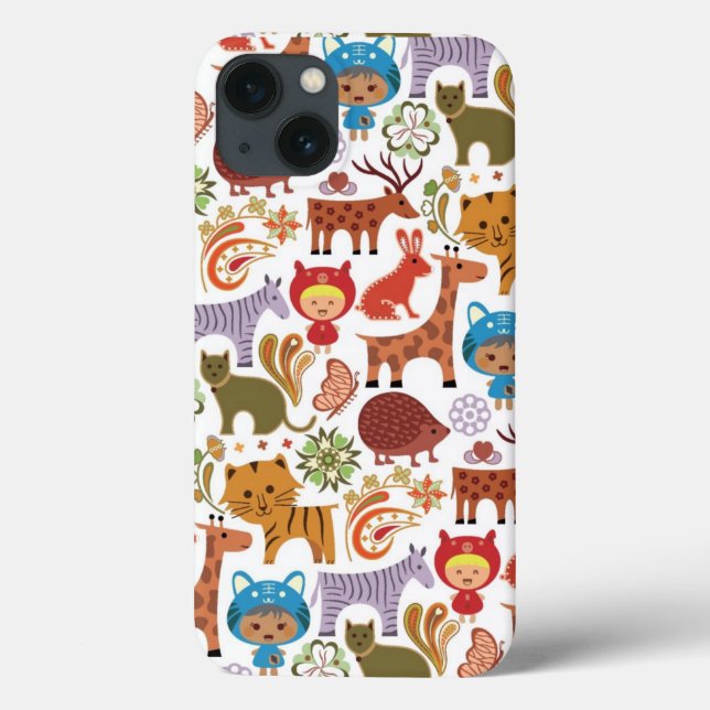 Muster für abstrakte Kinder und Tiere Case-Mate iPhone Hülle (Rückseite)