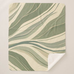 Muster für Abstrakte Sage Green und Cream-Blätter Sherpadecke