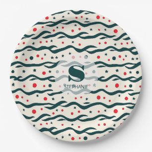 Muster für abstrakte Wavy Lines und geometrische F Pappteller