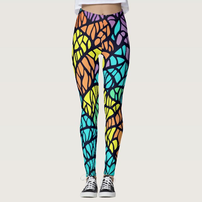 Muster für abstraktes geometrisches Regenbogengefl Leggings (Vorderseite)