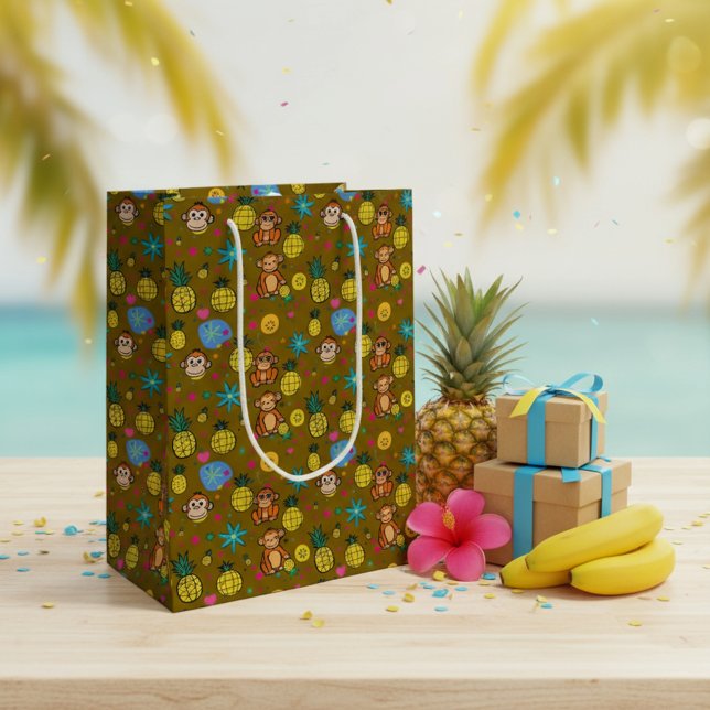 Muster für Affengeschäfte Mittlere Geschenktüte (Von Creator hochgeladen)