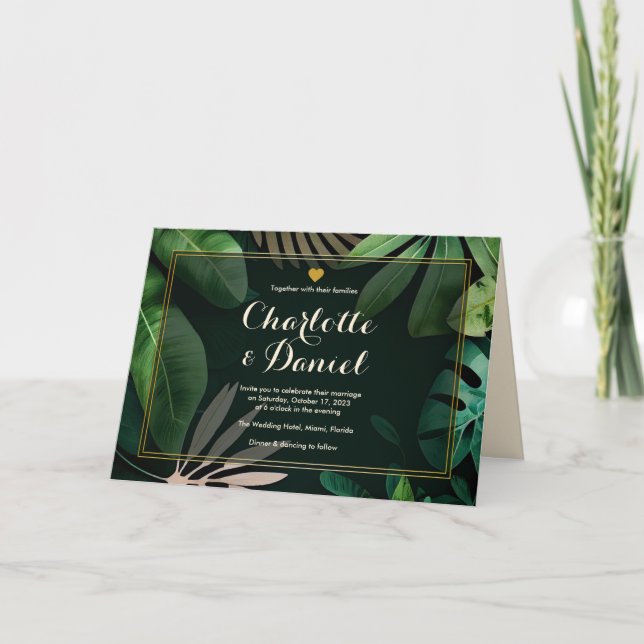 Muster für aktuelle Blätter | Geklappt | Hochzeit Einladung (Vorderseite)