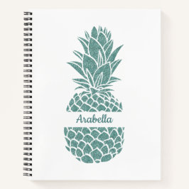Muster für Ananas Aquamariner Glitzer Notizbuch