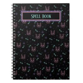 Muster für anpassbare Hexenkatzen und Kristalle Notizblock