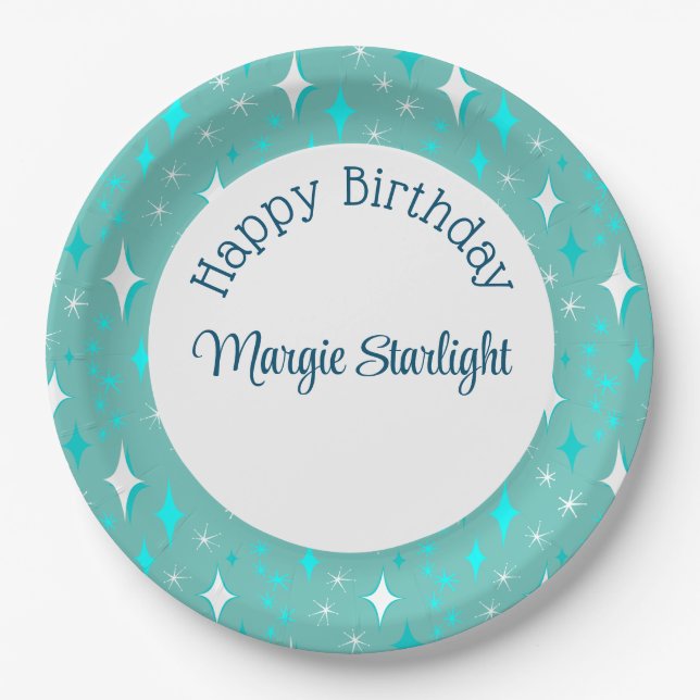 Muster für Aquamarine Atomstars Pappteller (Vorderseite)