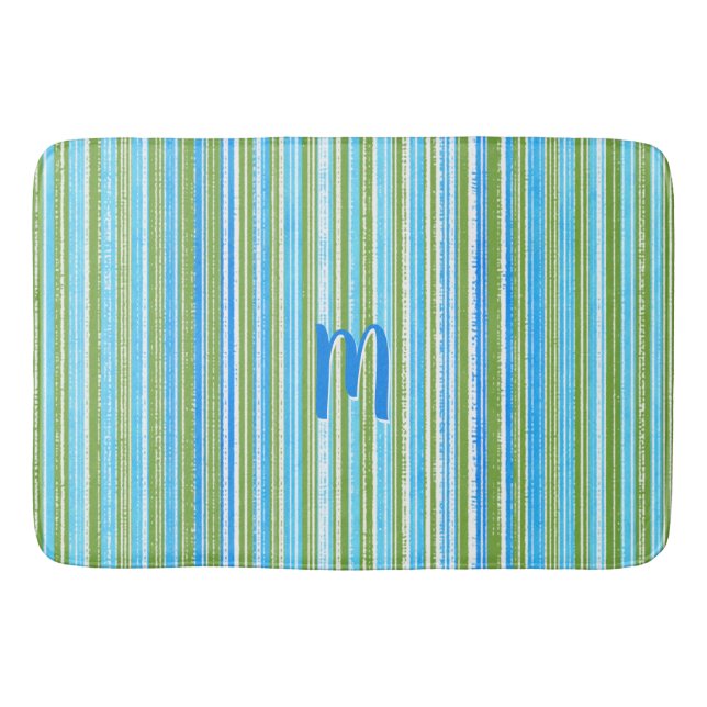 Muster für aquamarine, blaue, grüne und weiße Stre Badematte (Vorderseite)