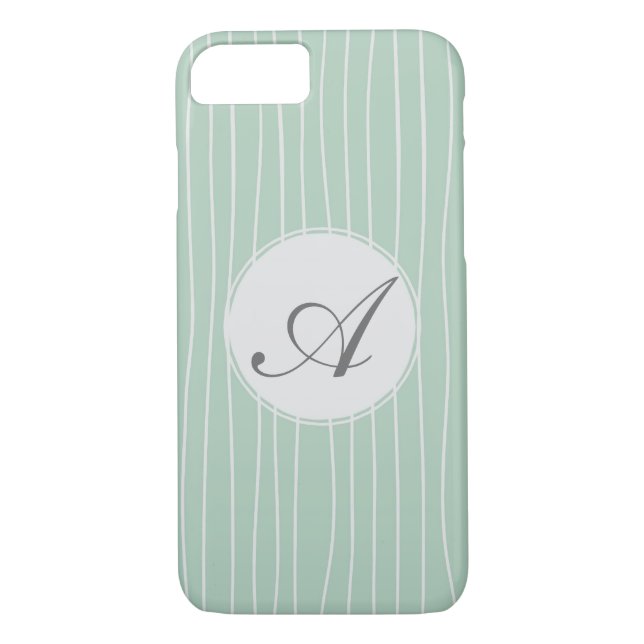 Muster für Aquamarine Streifen in Monogramm Case-Mate iPhone Hülle (Rückseite)