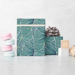 Muster für Aquamarine tropische Blätter in Aquarel Geschenkpapier
