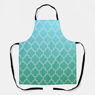 Muster für aquamarine und weiße Abstrakte Geometri Schürze