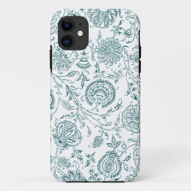 Muster für aquamarine und weiße Blume Case-Mate iPhone Hülle (Rückseite)