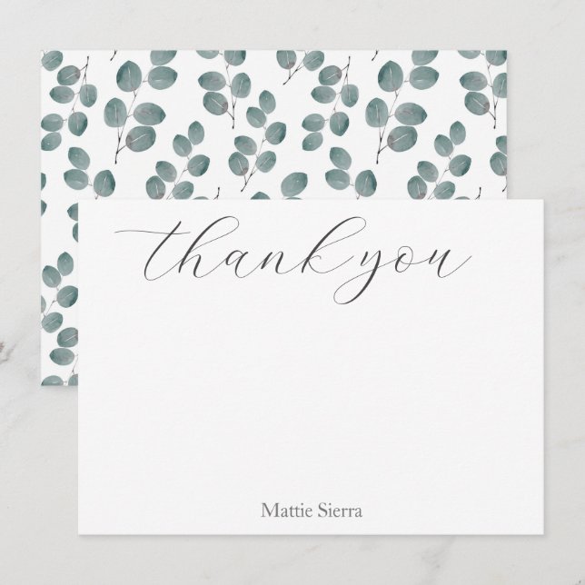 Muster für Aquarellfarben-Silver-Dollar-Eukalyptus Dankeskarte (Vorne/Hinten)