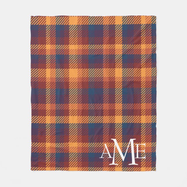 Muster für Autumnal Fall Earth Tones Plaid Fleecedecke (Vorderseite)