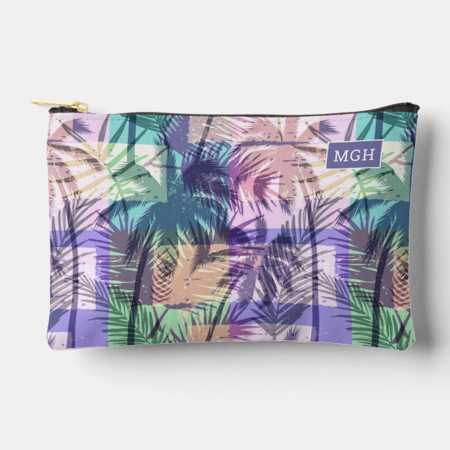 Muster für benutzerdefinierte Monogram Palm Trees Zubehörtasche (Vorderseite)